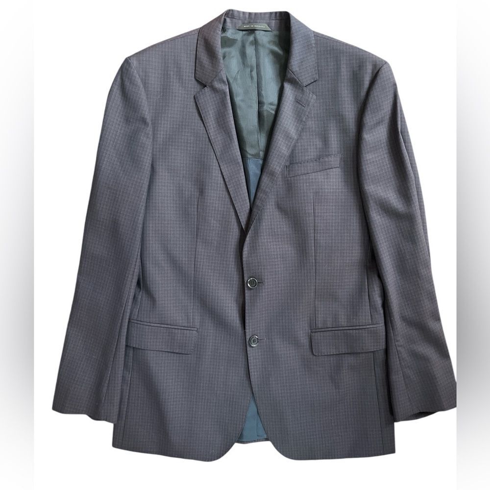 Hugo Boss Blue Blazer Size 42L 100% Virgin Wool Preppy Designer Classic Coat